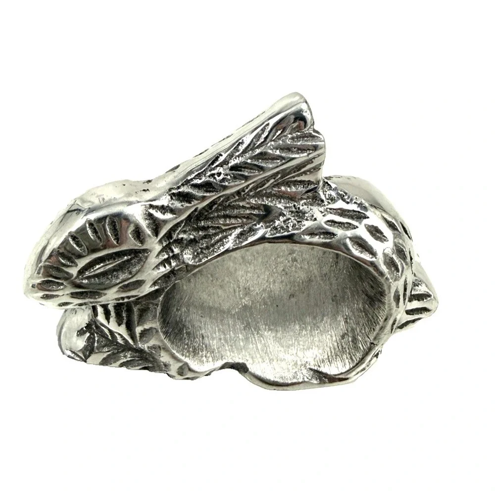 Bunny Rabbit Napkin Rings Holders Pewter Finish Easter Spring Farmhouse Lot of 8